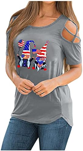 4. jula majice za žene kratke rukave V-izrez tunike vrhovi američke zastave pruge Tie-Dye Patriotska košulja tunike