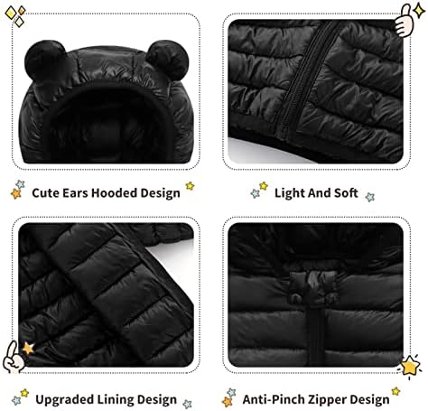 XMwealthy Baby Boys Girls Winter Clats Toddler Bear Hoods Down Jacket's Dječja djeca Lagana puffer podstavljena odjeća 6m-3T