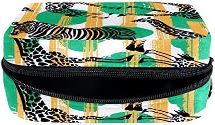 Tbouobt pokloni za muškarce Žene šminke torbe toaletne torbice Male kozmetičke torbe, tropske životinje Zebra žiraffe Moderne pruge