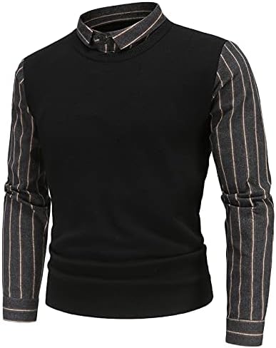 Muška jesenska i zimska modna majica Britanski vrhovi majica Slim Striped majica lažni dvodijelni muški klasični pulover