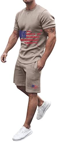 Walgrhfr muški setovi kratkih rukava 2 komada američke zastave modni ljetni trenerke casual set muške havajske odijela