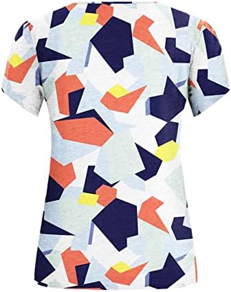 Top Shirt za djevojčice jesen ljeto 2023 kratki rukav pamuk duboki V izrez grafički Casual Loose Fit opušteni kroj Tshirt UP