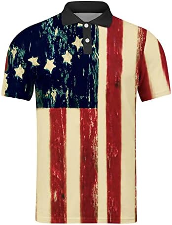 Ubst Patriotske polo majice za mens, 4. jula Američka zastava Štampaj Ljetni vojnik kratki rukav, majice za golf