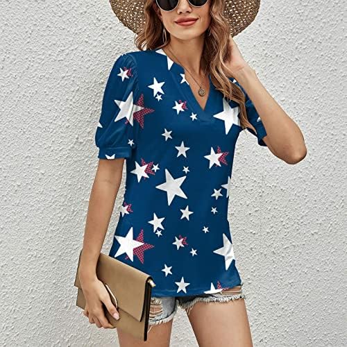 Rastezljive košulje za žene Američka košulja v Zastava ženska obojena košulja vrat ruka kratka ženska košulja Dugi rukav