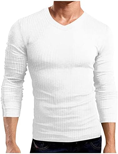 XZHDD Knit Rib Majice za muške, dugih rukava Stripe Work Works Slim Fit dno košulje od punog ležernog postrojenja
