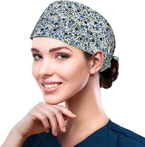 Fesciory podesive radne kape sa dugmetom & amp; traka za znoj, elastični zavojni šeširi za leđa za žene
