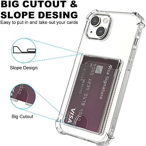 Wuwedo za iPhone 14 Plus Clear Card Case, zaštitni udarni TPU TPU Slim novčanik futrola s držačem kartice