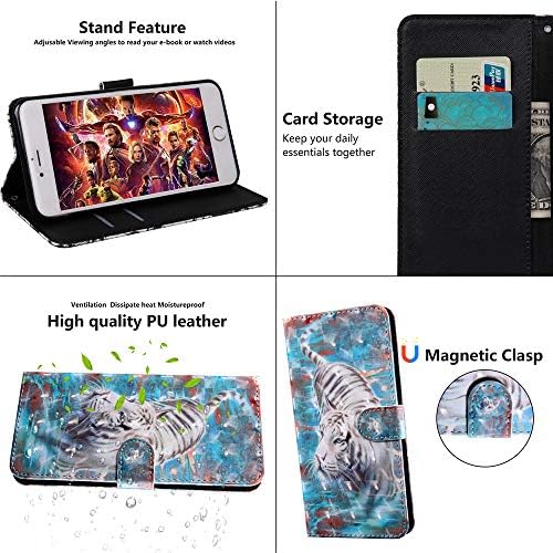 LEECOCO za LG Stylo 5 Case Slim 3d Luksuzni bijeli tigar Print PU kožna torbica za novčanik Flip Stand držač kartice Bookstyle Magnetic