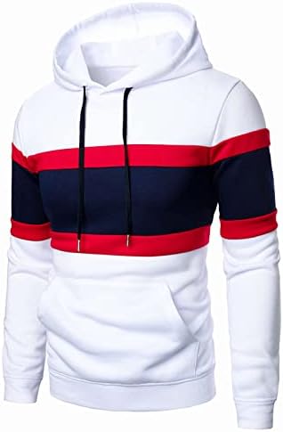 Hoodies XZHDD za muške, pad zimskih boja blok patchwork dukseri s kapuljačom nacrtavajući ležernu vježbu Sportski pulover jesenji