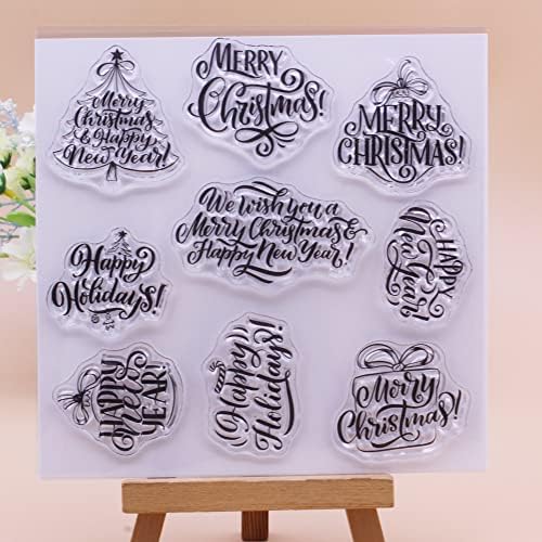 Ljiljana craft linda craft 1pc veseli božićne radosne riječi osjećaju čiste markice za dekorativne kartice i diy bilježnice prozirne