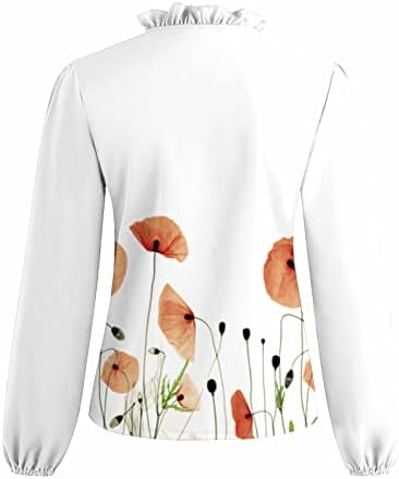 Amikadom Girls Tee Ljeto jesen dugi rukav 2023 odjeća V izrez Graphic Casual Peplum top košulja za Lady A0 A0