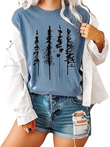 Smiješne grafičke žene Skinska majica za borovu borovu ljeto planinarenje kampiranje Atletski teži Nature Casual Comfy odjeća