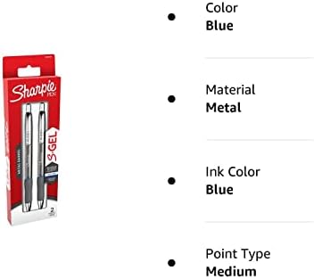 SHARPIE s-Gel Uvlačiva Gel olovka, 0,7 mm srednje tačke, metalna cijev, plava Tinta, 2 / Pakovanje