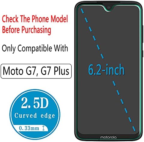 Hptech zaštitnik ekrana kompatibilan za Motorola Moto G7 i Moto G7 Plus kaljeno staklo, 9h tvrdoća, jednostavan za instaliranje, protiv