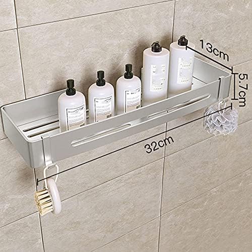 Larro šampon Držač za tuširanje Nema bušenja Tuš kadom sa kukama za kupaonicu Ljepljiva zidna prostora aluminijum za kupatilo-srebrna