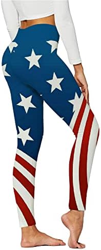 Američki zastavačke tajice Ženske temmeske kontrole Patriotske zvijezde Stripes pantalone prozračne pune dužine joga jogging sport