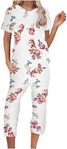Charella Set pantalona ženske ljetne jesenske odjeće modni pamuk grafički kapri pantalone s ravnim nogama Set za djevojčice UB UB