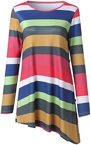 NOKMOPO Maxi haljina za žene Plus Size modni znak Casual Stripes dugme majica dugačka haljina sa rukavima Paty haljina