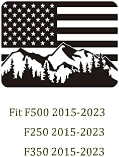 Yukauto Stražnja strana srednja prozora naljepnica se uklapa na Ford F150 F250 F350 2015-2023 Mountain Scene American zastava Vinilne