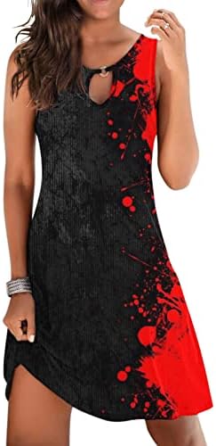 Dame Ljetne haljine 2023 3D cvjetni print šuplji sa otvorene bez rukava midi haljina kravata gradijent visoki struk sandress