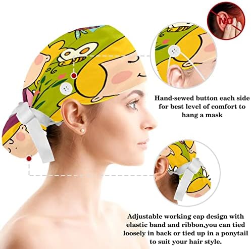 Ženske kape za piling sa dugmadima kape za znoj sa trakom za kosu kape za piling za žene, uzorak djevojke