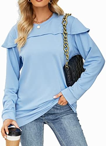 AUU Womenske duksere patchwork batwing pulover dugih rukava Top casual posade za bluze za bluze