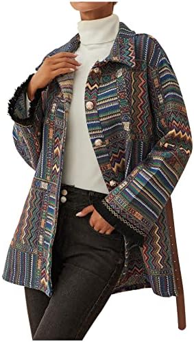 Ženski vuneni kaput Vintage Western Etnic Style Jakne Aztec Ispiši labavi nosač s majica majica s kaputom s kaišem