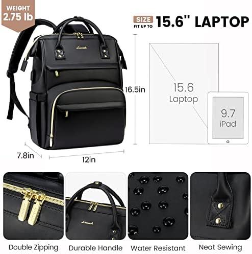 Lovevook kožni ruksak za žene 15,6 inča, putni ruksak torbica sestra nastavnika ruksak za nastavnike Računarska torba za laptop torba,
