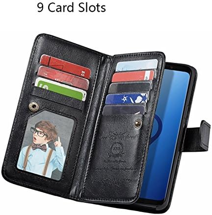 Hysjy Galaxy S9 torbica za novčanik, S9 PU kožni odvojivi magnetni 9 držač za kartice za žene sa Shockpfoof flip tankim poklopcem