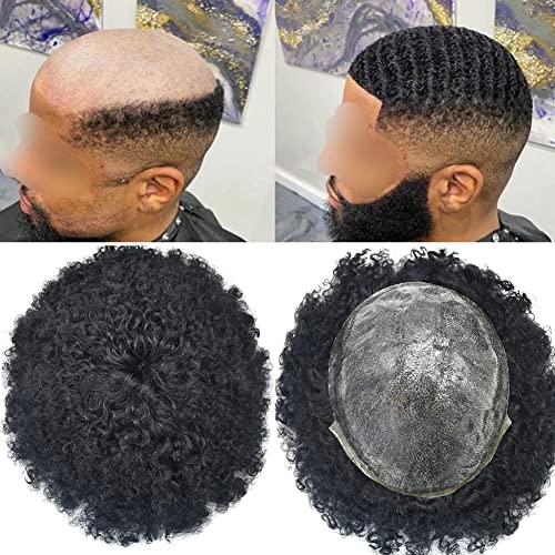 Afro Tupee za crne muške sisteme za kosu 8x10 inča ubrizgava Pu punu kožu Afro perika za crne muškarce Afro talasne Jedinice za ljudsku