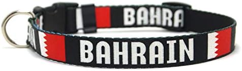 Ovratnik za pse | Bahrein zastava i ime | Izvrsno za nacionalne praznike, posebne događaje, festivale, parade i svaki dan koriste jak siguran | Xsmall mali srednje srednje xlage