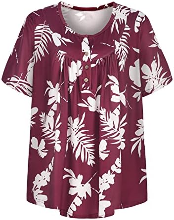 Tinejdžerke Na Plaži Tee Kratki Rukav V Izrez Pamuk Cvjetni Labavi Kroj Plus Veličina Havajska Tropska Majica Žene G5