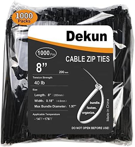 DEKUN 8-inčni kablovi zatvarača 1000 kom, 40 lb čvrstoća UV otporna na najlonske žice