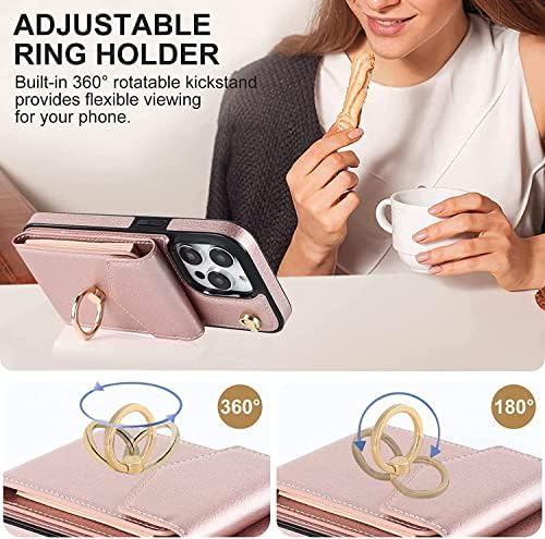 Iotup torbica za novčanik za iPhone 14/14 Plus / 14 Pro/14 Pro Max, vrhunska kožna preklopna futrola sa držačem prstena za kartice