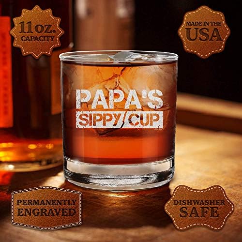 shop4ever® Papa's Sippy Cup gravirano staklo za viski najava trudnoće za staklo dede Tate