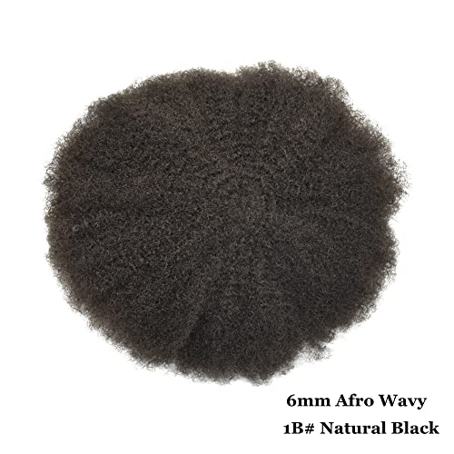 Afro Tupee za crne muškarce ručno vezan Kinky Curly Brazilski komadi kose 4mm Valoviti afroamerički Kinky Curly Mens Tupee ukosnice Full Poly tanka koža muški sistem zamjene Afro hair Jedinice za muškarce