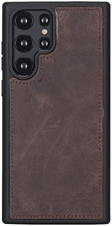 Chocolate Brown Galaxy S23 Ultra 6.8 torbica za novčanik prava koža, magnetna odvojiva luksuzna preklopna torbica, RFID zaštićena,