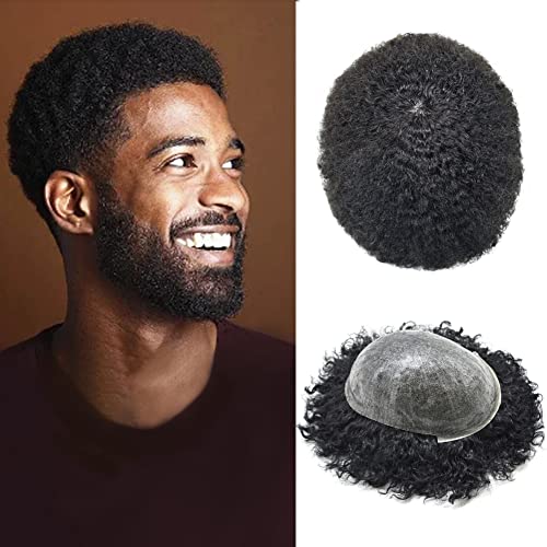 Afro Tupee za crne muškarce Afro Weave sistemi za zamjenu kose ubrizgani puni Poli tanka koža Kinky Curly hair Jedinice za crne muškarce