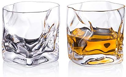 Youyah naočare za viski Set od 2,kristalne naočare za viski sa 4 kocke leda od nerđajućeg čelika i klešta za LED,Premium staklo za