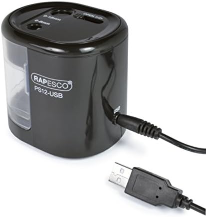 Rapesco Automatski električni USB / olovka za olovke za bateriju, crna