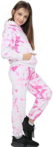 Dječje djevojke TrackSit Tie Dye Print ružičasti kapuljač sa kapuljačom i dno jogging odijela