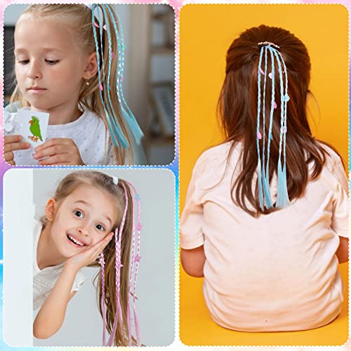 6kom u boji pletenice ekstenzije za kosu za djecu, Djevojke Rainbow rep produžetak sa mašnama & gumice, sintetički ukosnice Hair Accessories
