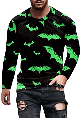 Noć vještica Muški 3D digitalni vrhovi Muškarci Halloween Bat Print T Majica Bluza Dugih rukava Okrugli smiješni grafički tees