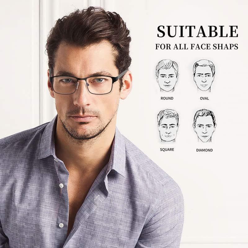 Aiklly naočare za čitanje za muškarce - 3 paketa plavo svjetlo blokira muške metalne čitače