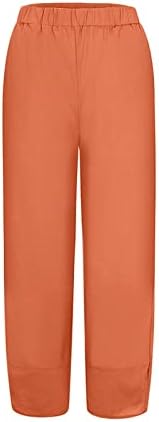 Žene kapri hlače elastična traka sa strukom Hlače visoke strukske hlače Željezgrene hlače Jednostavne hlače sa džepom
