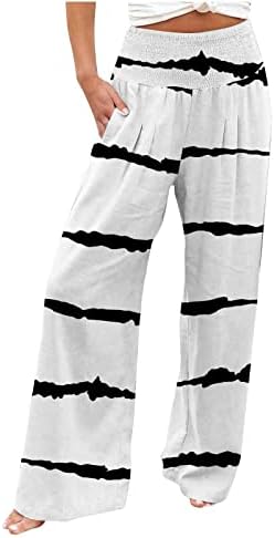 Široke pamučne pantalone za žene za žene Ležerne prilike ljetne pantalone za čiste boje širokih pantalona sa džepovima koji su ugledali