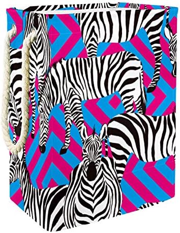DEYYA Zebras korpe za veš sa tropskim prugama Hamper visok, čvrst sklopiv za odraslu decu Tinejdžeri dečaci Devojčice u spavaćim sobama