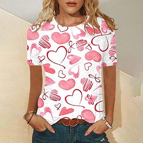 Ženska Slatka Ljubav Srce Tops Valentines Grafički Majica Ljubav Srce Pismo Print Duks Valentine Tops Odjeća