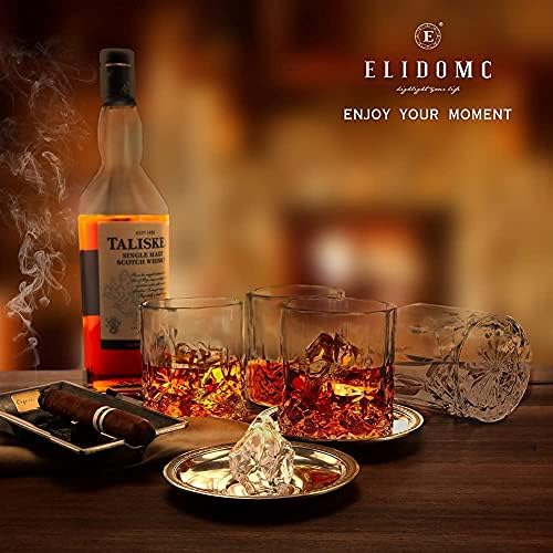 ELIDOMC kristalne naočare za viski bez olova, 11 Oz Unique Bourbon Glass, Ultra-Clarity dvostruke staromodne naočare