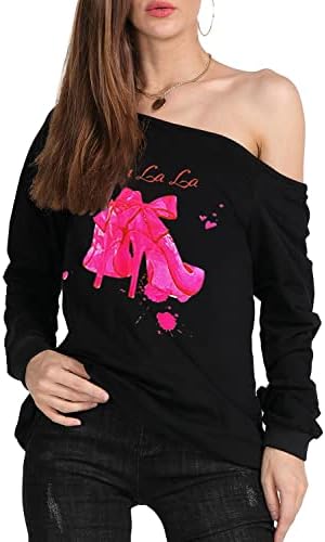 Magicmk Ženska pahuljarska usana Ispis uzročnoj bluzi s ramena s dugih rukava slobodnog utočanog pulover plus veličine vrhova